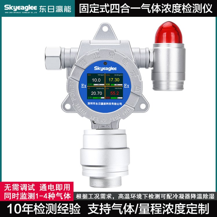 廠家直銷固定式四合一氣體檢測(cè)儀可燃氧氣硫化氫一氧化碳報(bào)警器