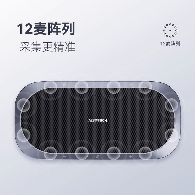 思必馳全向麥克風(fēng)AIMIC-M12揚聲器雅致灰USB藍牙連接PC