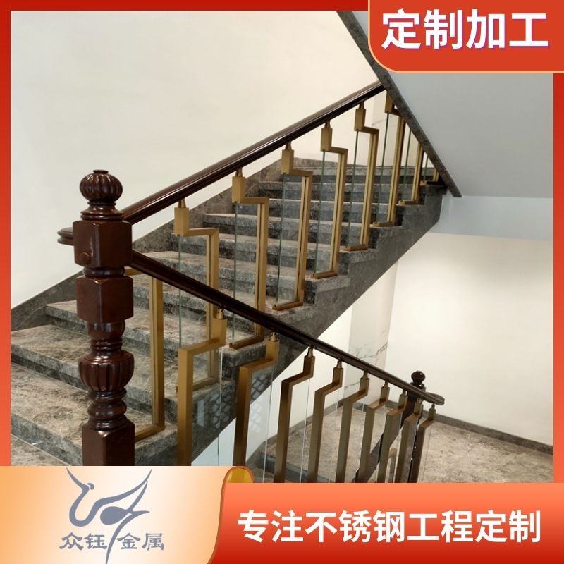 眾鈺自建別墅鋁合金現(xiàn)代簡(jiǎn)約大氣樓梯扶手定制