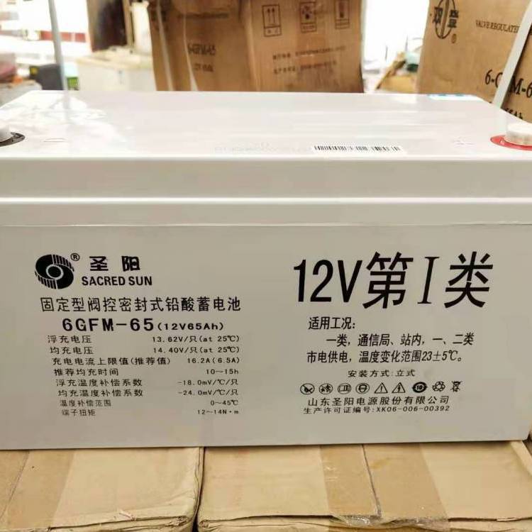 圣陽(yáng)蓄電池6GFM-6512V65AH一類通信閥控密封式