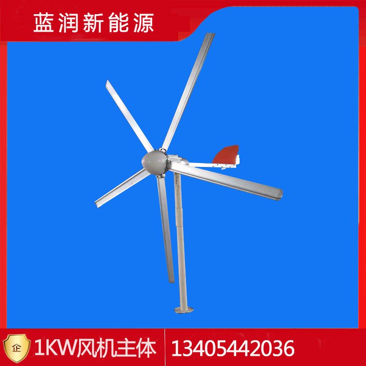 藍潤1KW24V\/48V家用風力發(fā)電機鋁合金五葉片風機低噪音