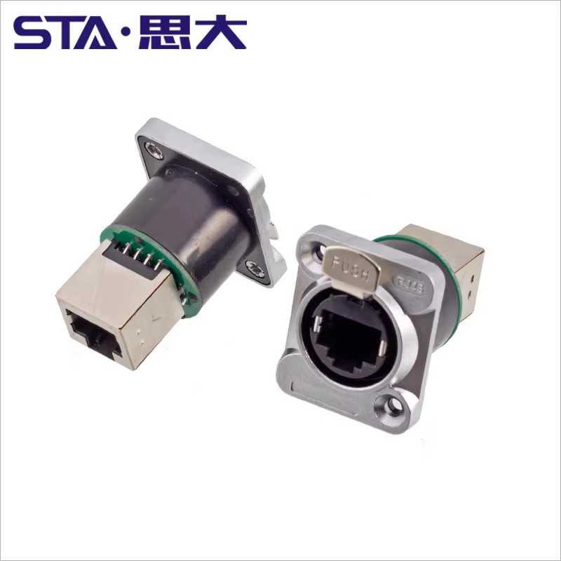 RJ45直通180度母座網(wǎng)絡(luò)口插座對接頭工業(yè)網(wǎng)口插母座面板連接器