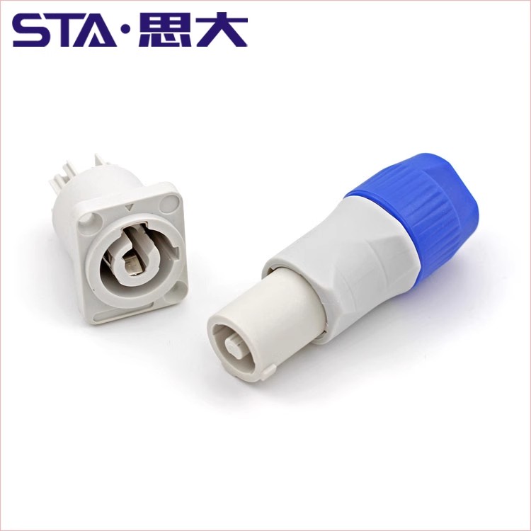 紐曲克對(duì)接公母插頭IP44電源插座3芯白色防水室內(nèi)航空插頭連接器