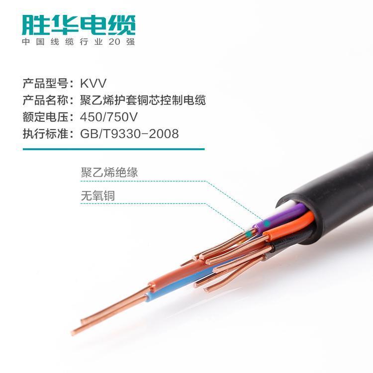 電線電纜KVV銅芯控制線0.75\/1\/1.5\/2.5\/4平方勝華電纜國標(biāo)