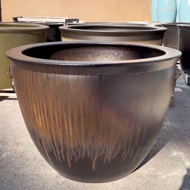 景德鎮(zhèn)陶瓷種樹大缸家用老式水缸睡蓮荷花缸戶外庭院古法魚缸