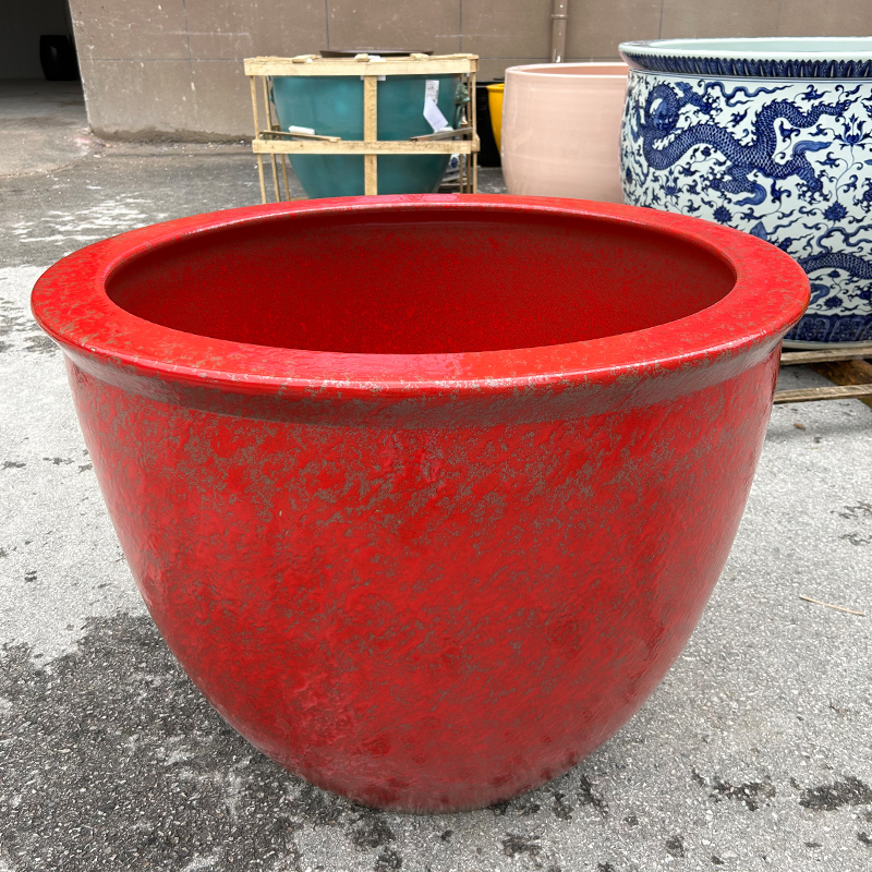 景德鎮(zhèn)陶瓷大水缸公司酒店擺件門(mén)海缸紅色錦鯉睡蓮荷花缸庭院種樹(shù)