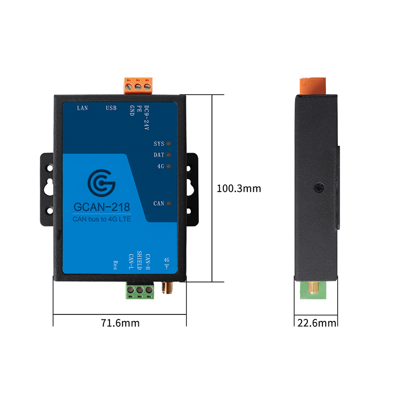 廣成4G轉CANBUS網關GCAN-218適用LTE-FDDB1\/B3\/B5\/B8頻段隔離保護