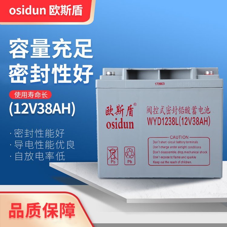 歐斯盾閥控式鉛酸免維護(hù)蓄電池UPS電池WYD1238L12V38AH