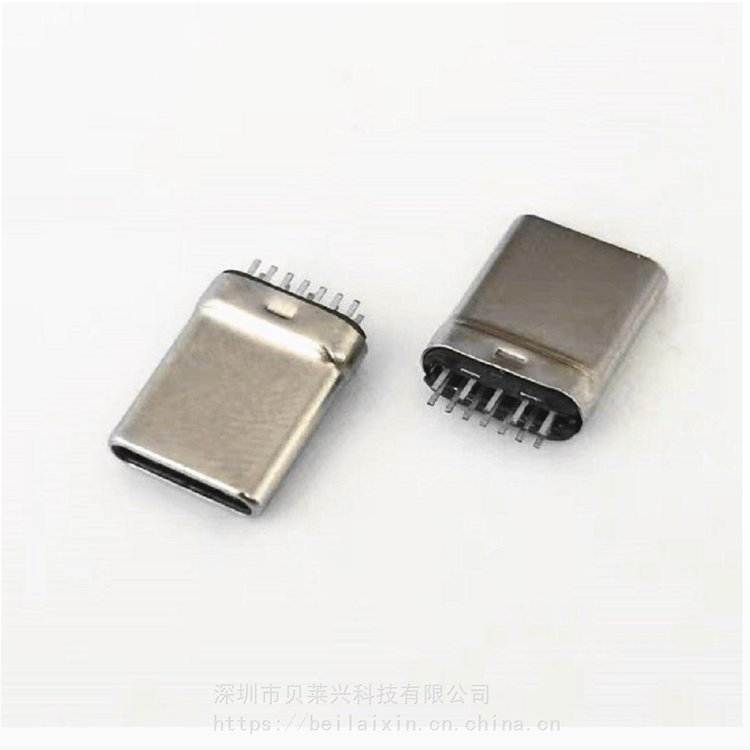 USB3.1TYPE-C12PIN夾板公頭夾1.0拉伸款直針7 5