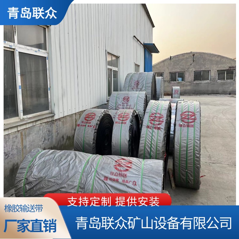 聯(lián)眾生產(chǎn)皮帶式斗提機防撕裂提升帶鋼絲繩芯強拉力碳素水泥建材用