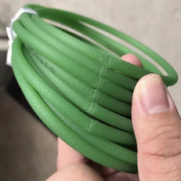粗面聚氨酯傳送帶鋼化爐洗碗機環(huán)形無縫圓皮帶綠色pu圓帶