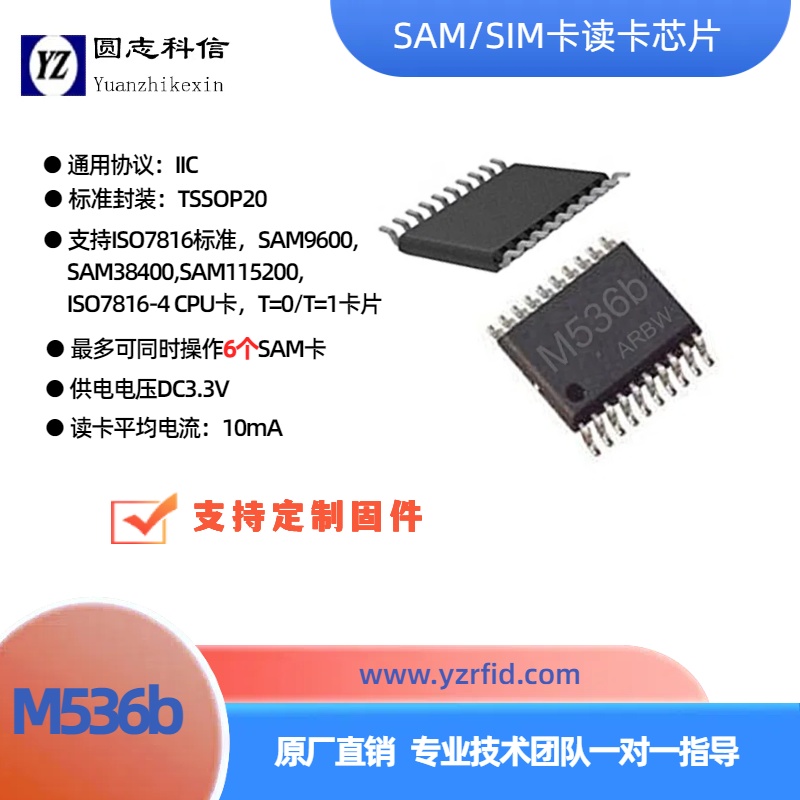 圓志科信7816協(xié)議SAM卡讀寫(xiě)芯片M536bM536bs\/IIC接口