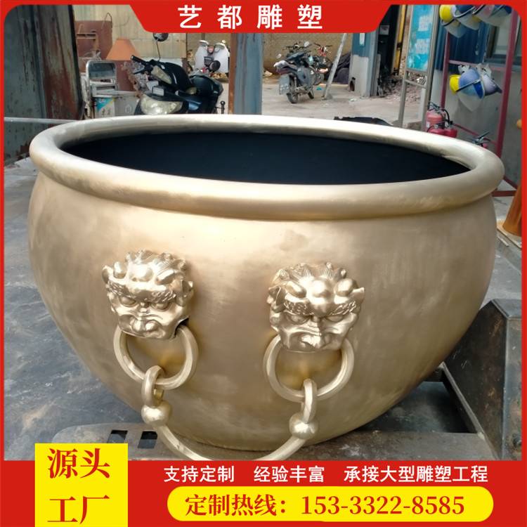 銅雕大缸1.2m米大口徑門海鑄銅鑄鐵1.6米水缸戶外園林庭院擺件