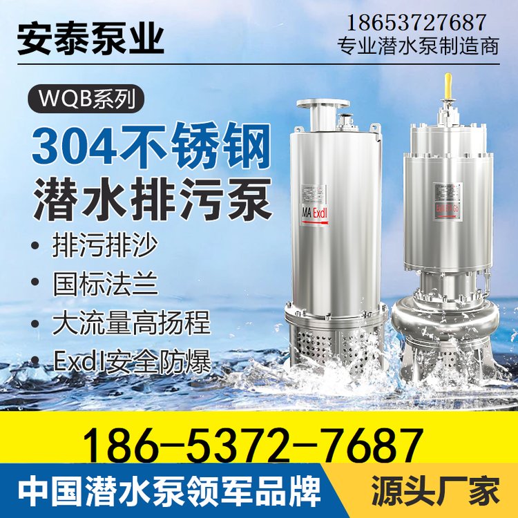 安泰泵業(yè)不銹鋼防爆污水泵BT4\/CT4排污潛水泵IP68防護(hù)整體304