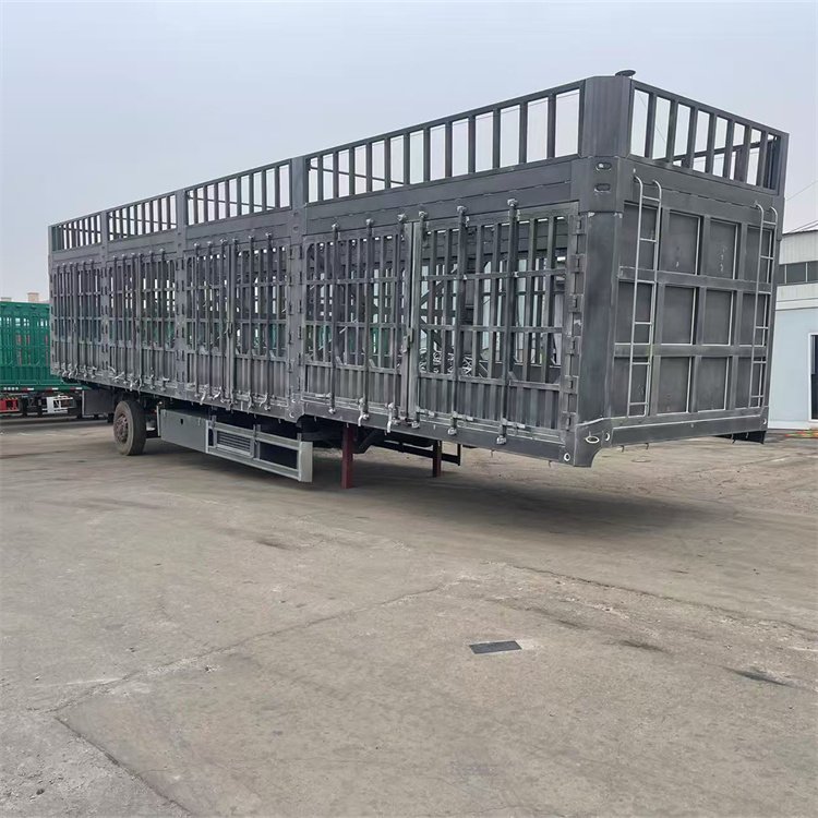 輕體高欄半掛車鵝頸式花欄運輸車側(cè)翻自卸車