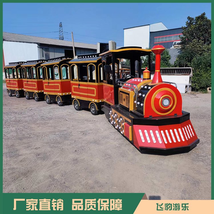 新款復(fù)古小火車景區(qū)商場(chǎng)游樂(lè)園觀光無(wú)軌火車可載人支持定制
