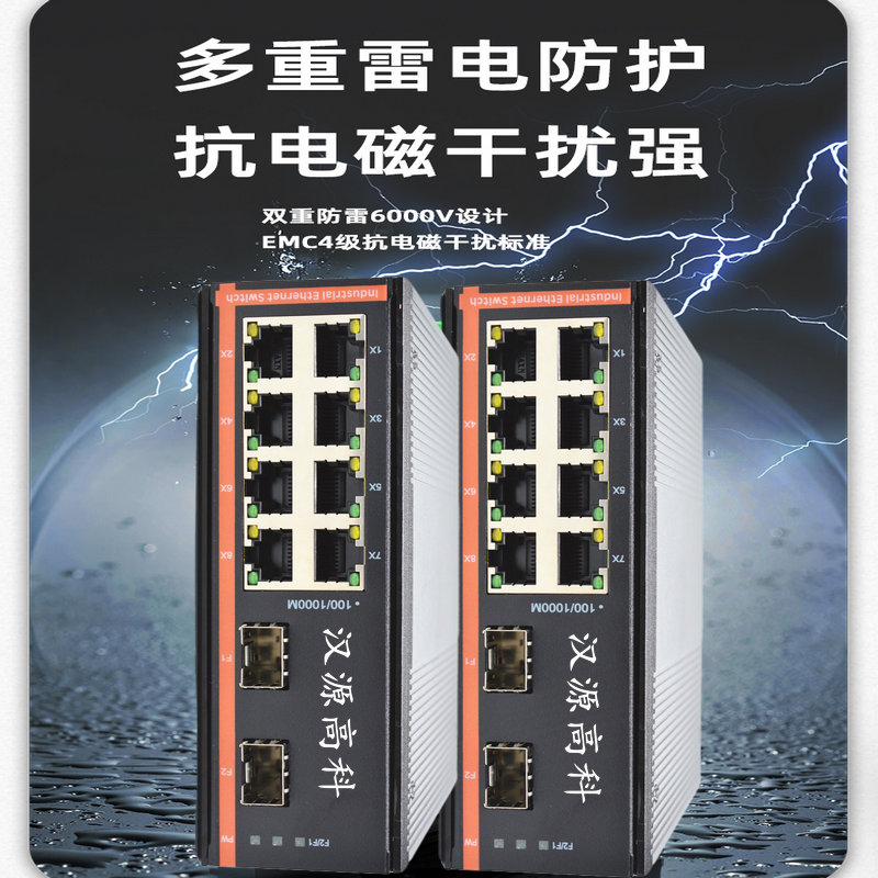 智慧燈桿項目千兆2光8電工業(yè)級光纖收發(fā)器工業(yè)交換機雙電源供電